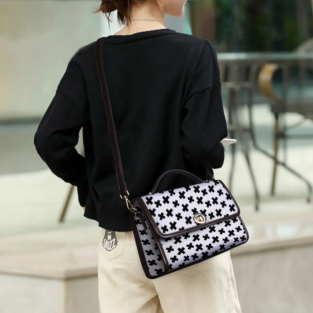 Add Sign Symbol Print Pattern Women's Satchel Bag - Image 3