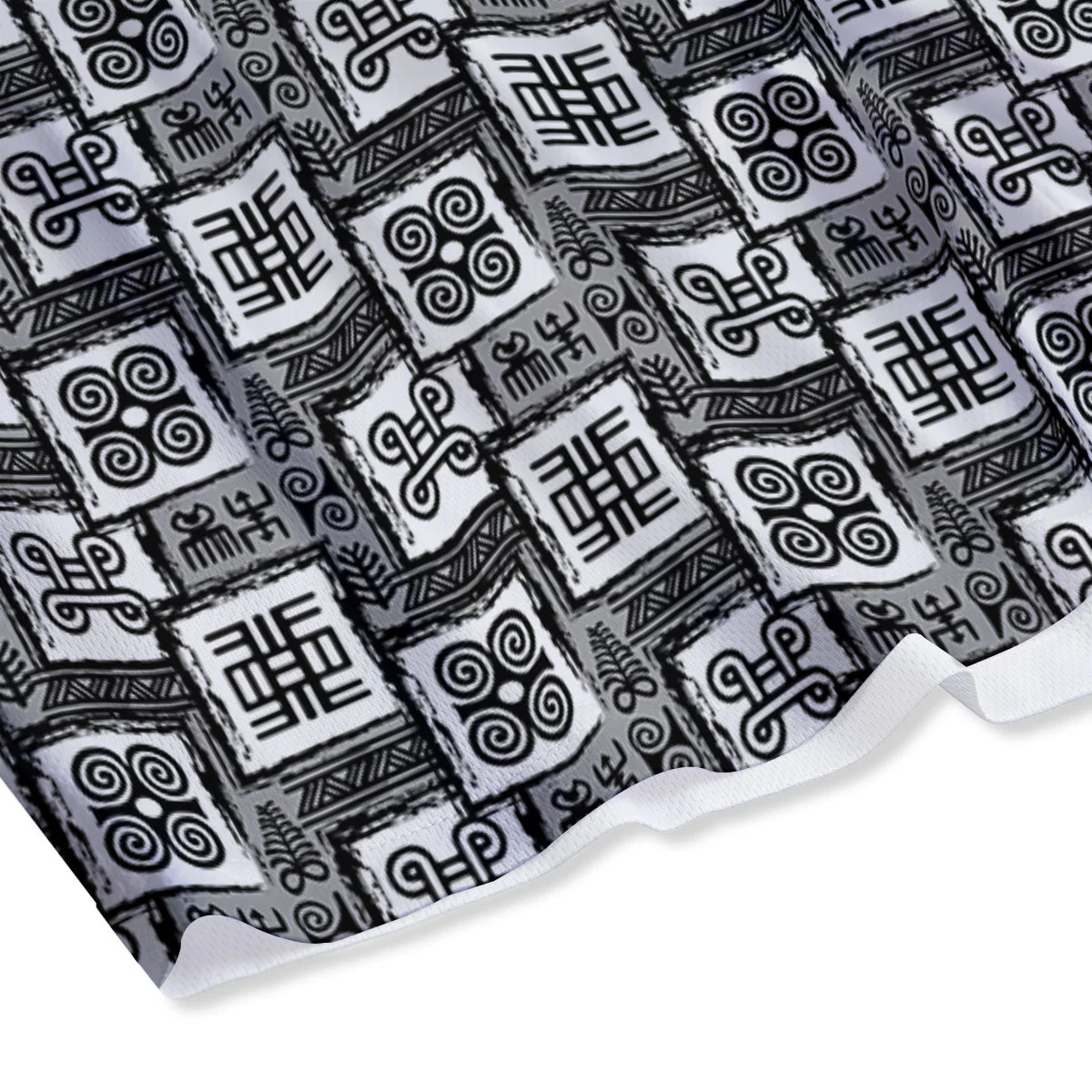 Adinkra Symbols Grey African Print Mesh Shorts - Image 4