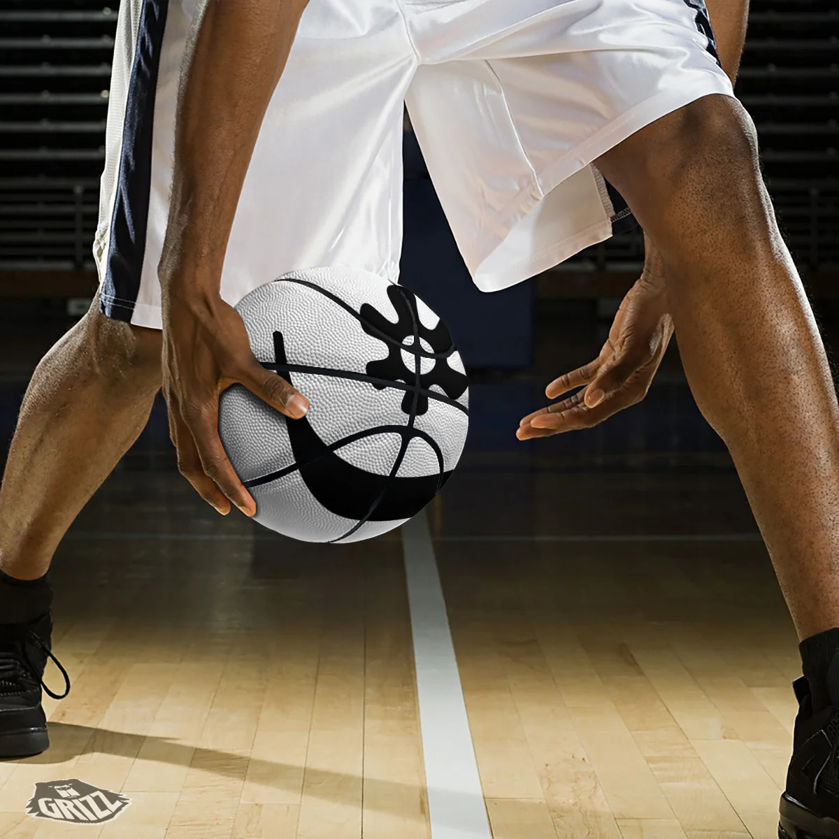 Adinkra Tribe Symbols White And Black Basketball - Image 3