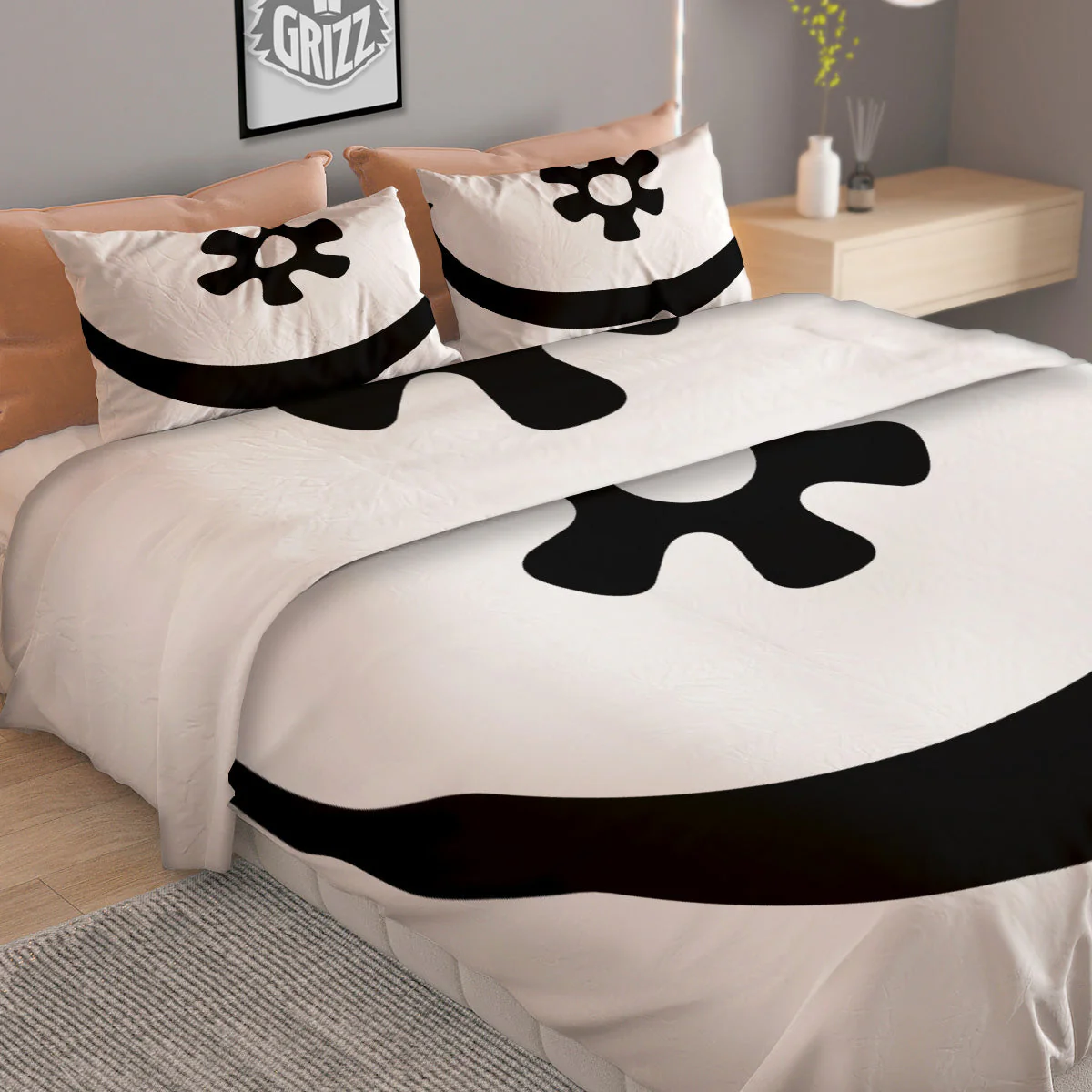 Adinkra Tribe Symbols White And Black Duvet Cover Bedding Set - Image 2