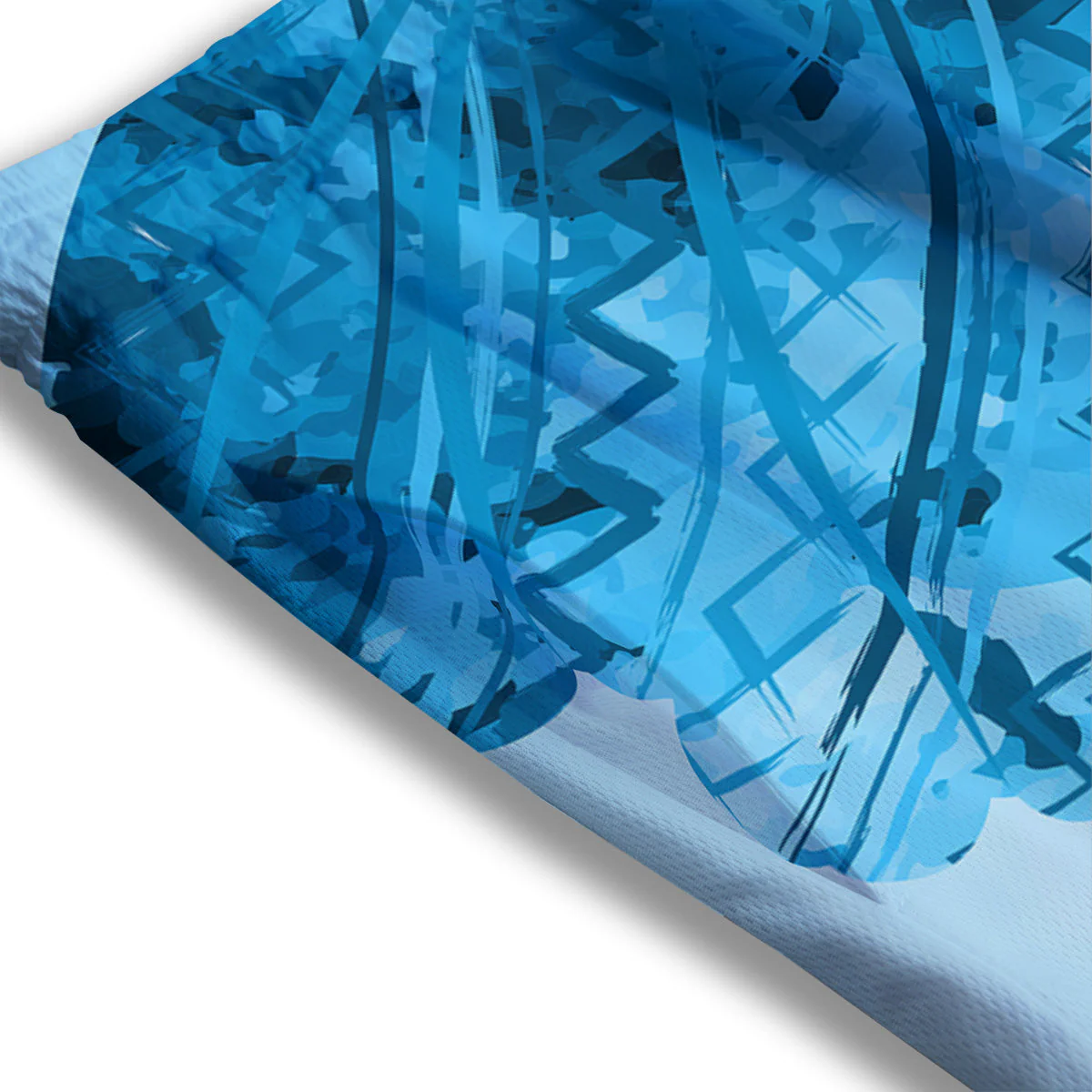African Dashiki Black And Blue Print Mesh Shorts - Image 3