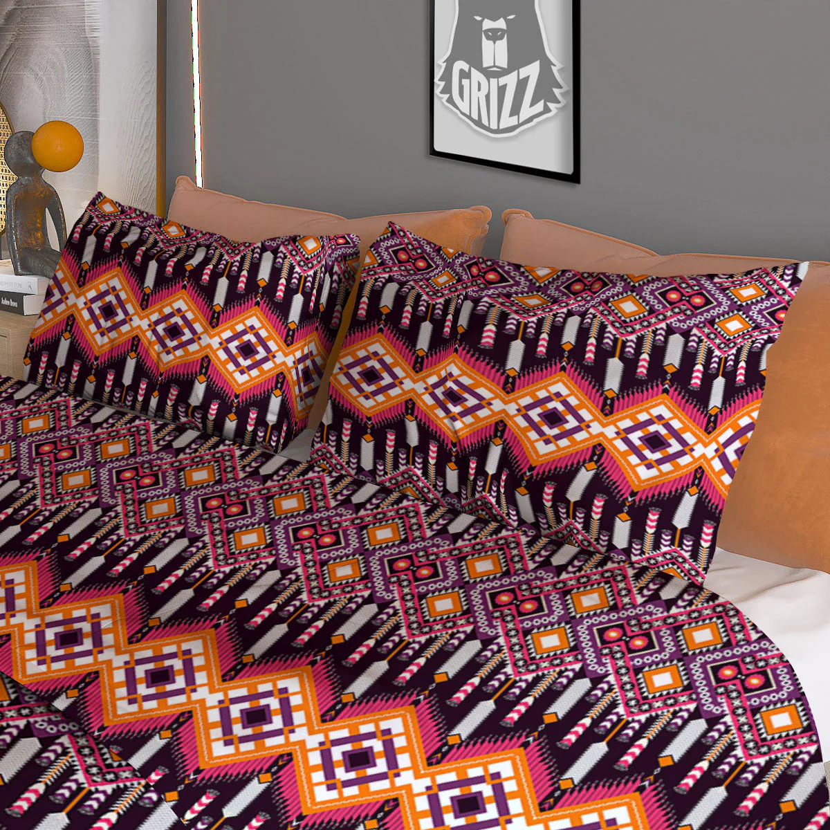 African Dashiki Black And Purple Print Duvet Cover Bedding Set - Image 3