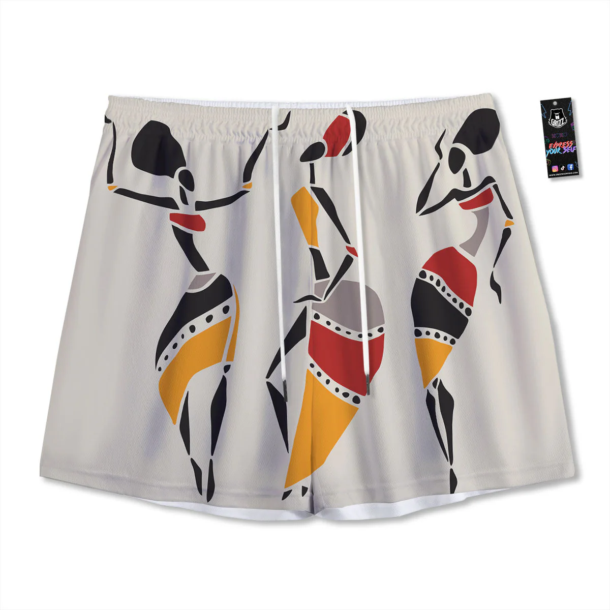 African Ethnic Girl Print Mesh Shorts