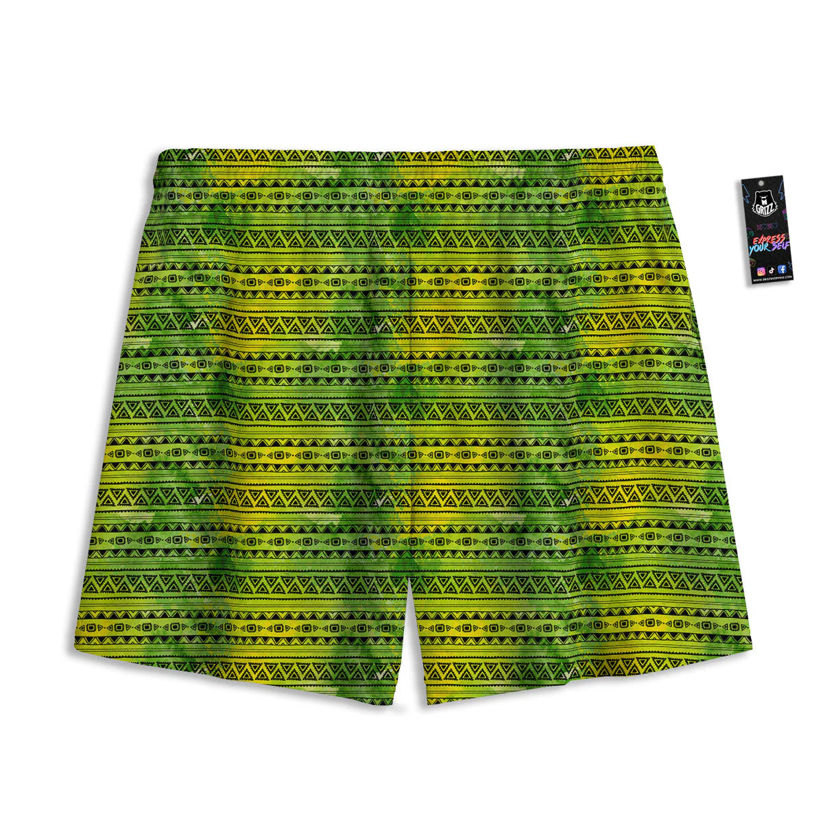 African Ethnic Green Print Mesh Shorts - Image 2