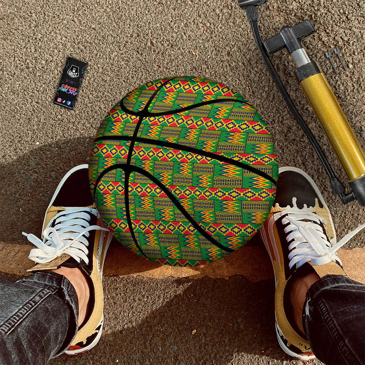 African Kente Print Pattern Basketball - Image 2