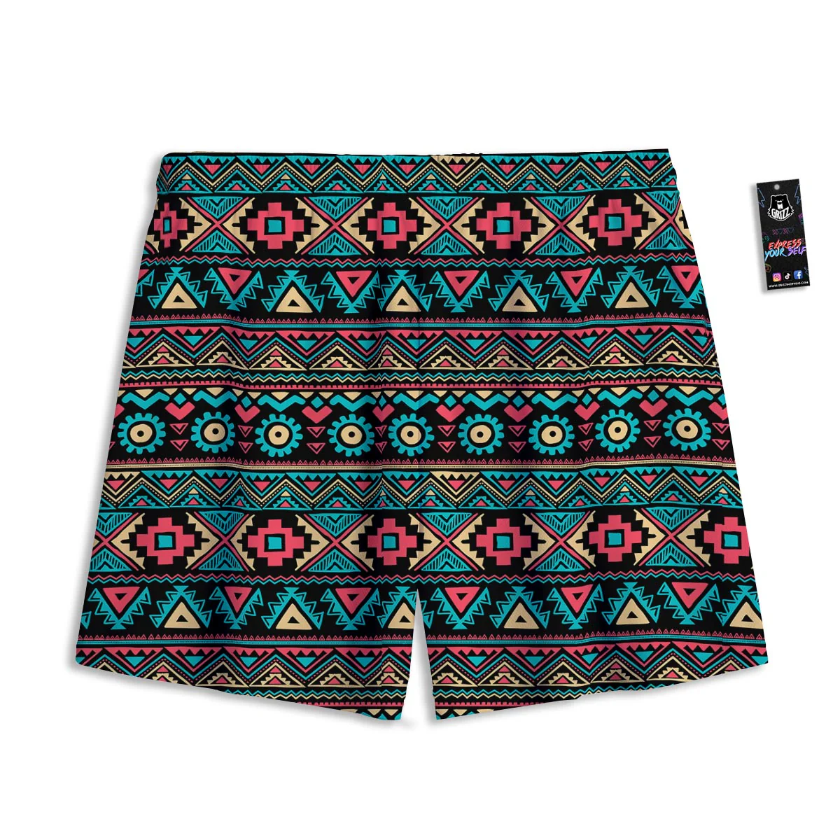 African Tribal Ethnic Print Pattern Mesh Shorts - Image 2