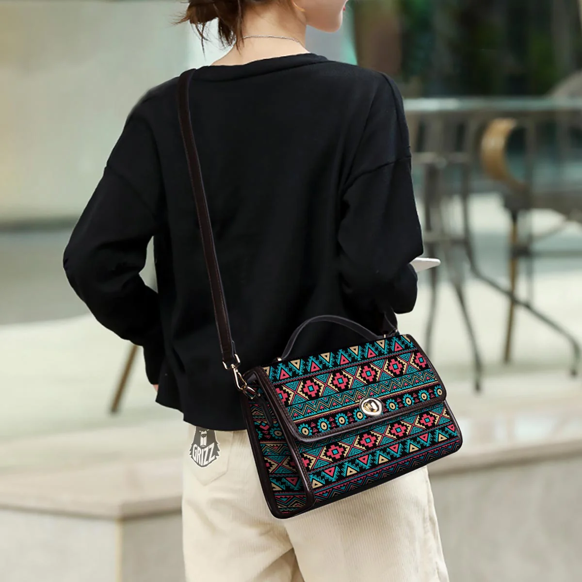 African Tribal Ethnic Print Pattern Women's Satchel Bag - Image 3