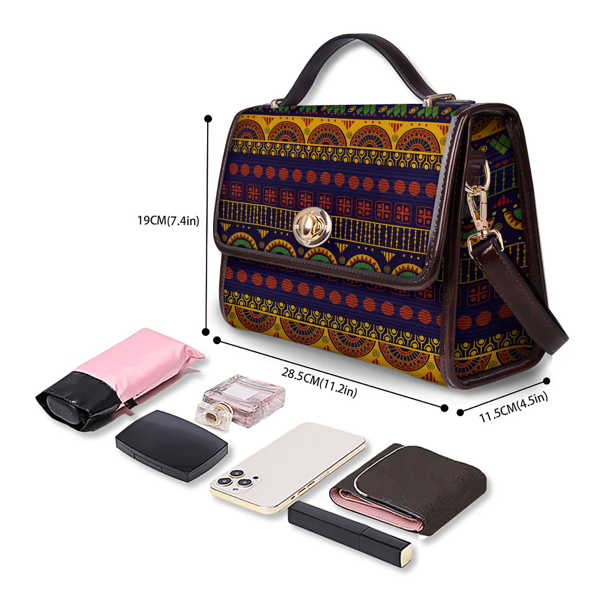African Tribal Native Print Pattern Women's Satchel Bag - Image 4