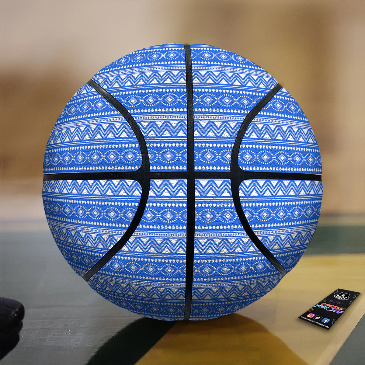 African White And Blue Print Pattern Basketball