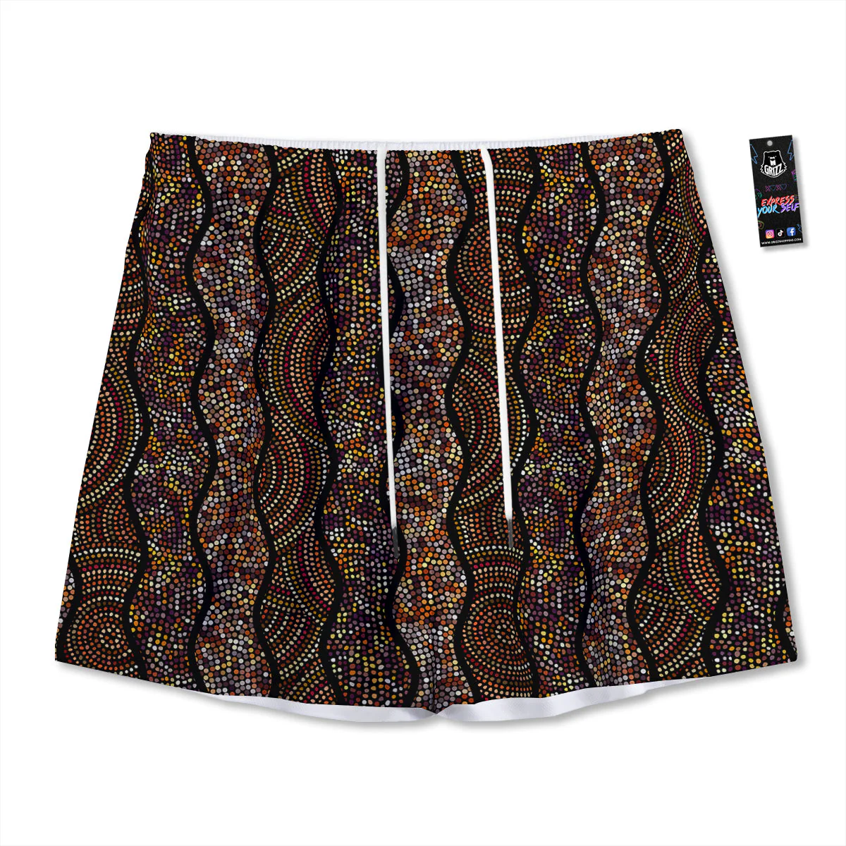 Afro African Dot Print Pattern Mesh Shorts