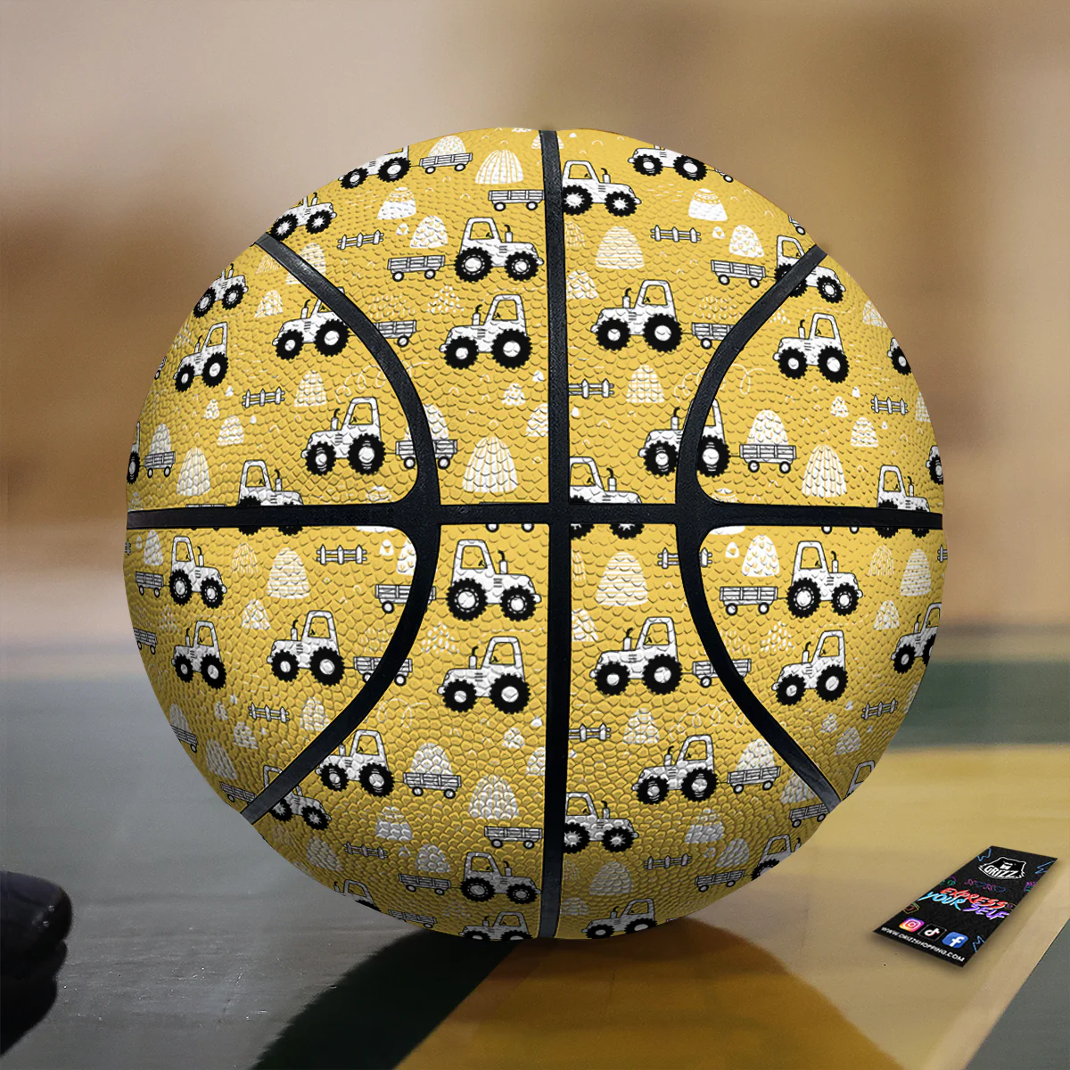 Agricultural Farming Tractor Print Pattern Basketball