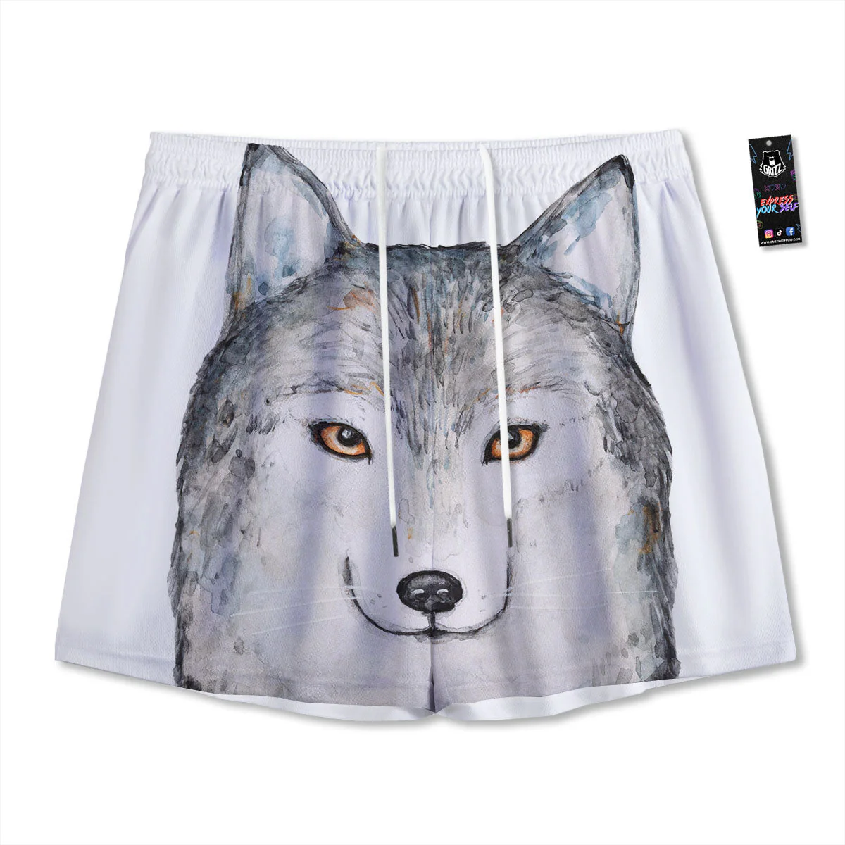 Alaskan Malamute Hand Drawn Print Mesh Shorts