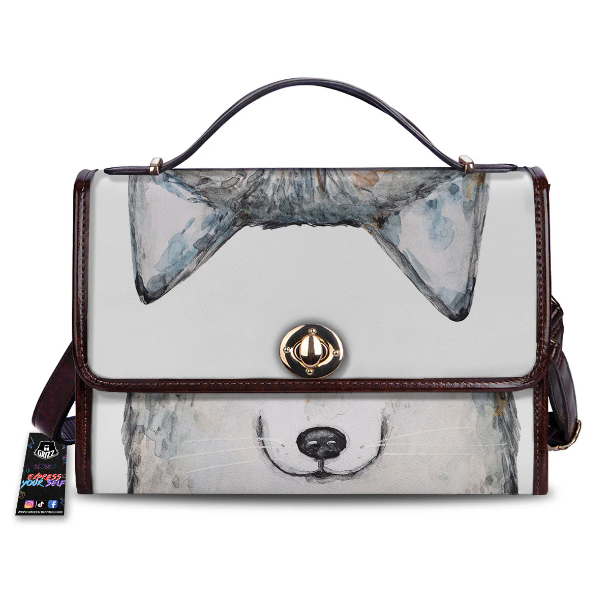Alaskan Malamute Hand Drawn Print Women's Satchel Bag