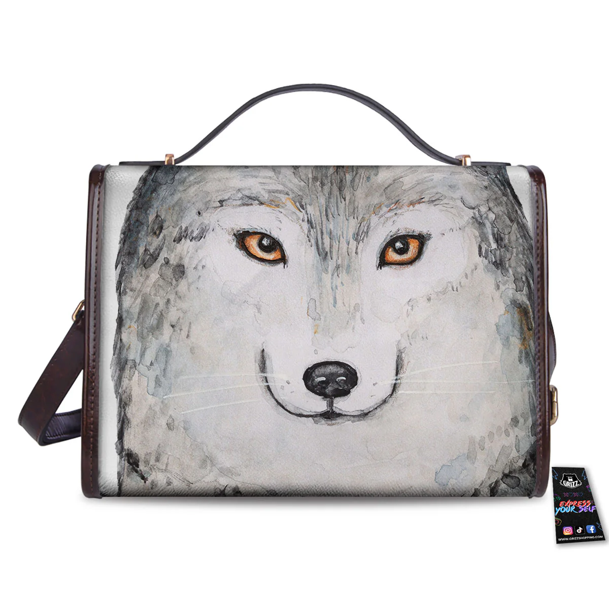 Alaskan Malamute Hand Drawn Print Women's Satchel Bag - Image 2