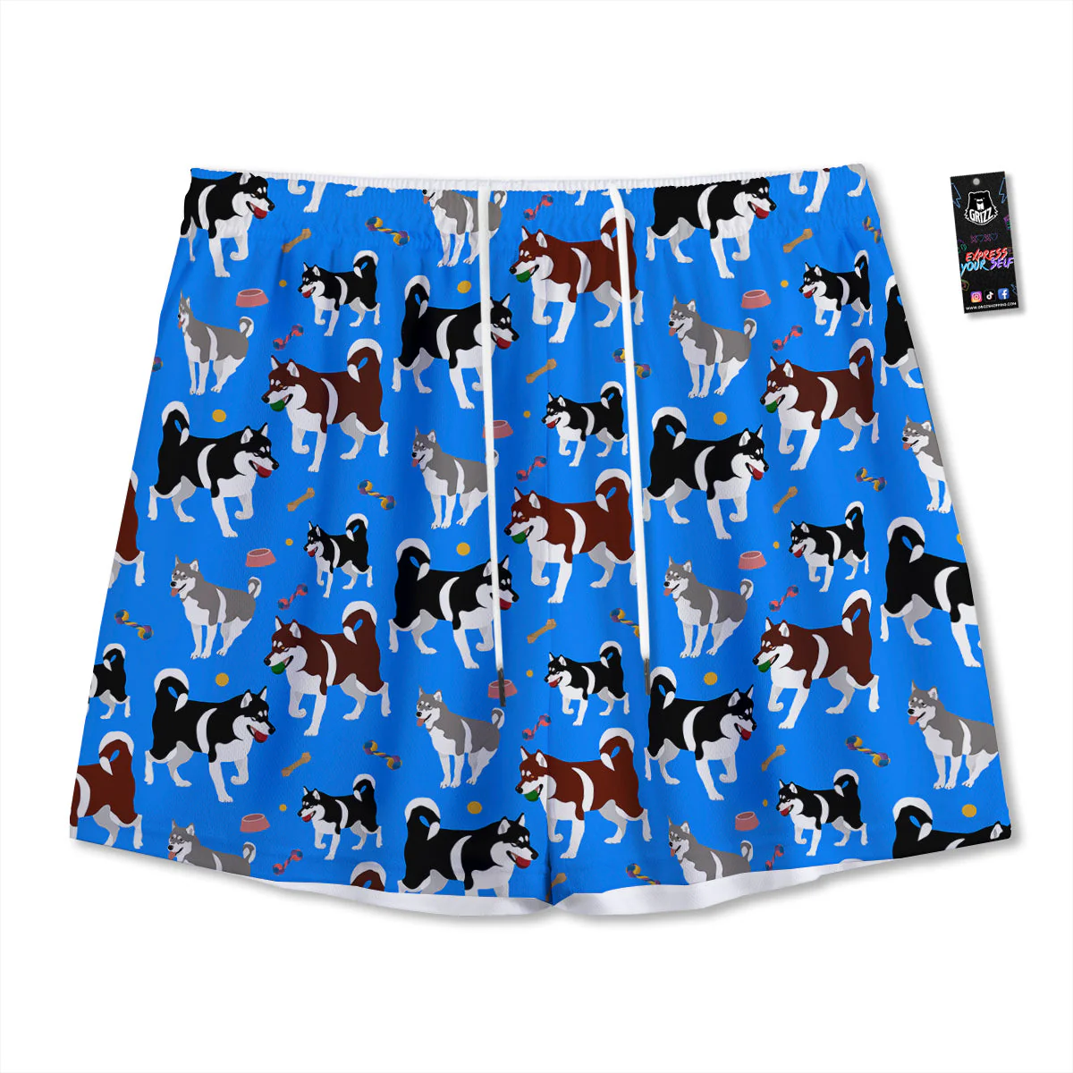 Alaskan Malamute Print Pattern Mesh Shorts