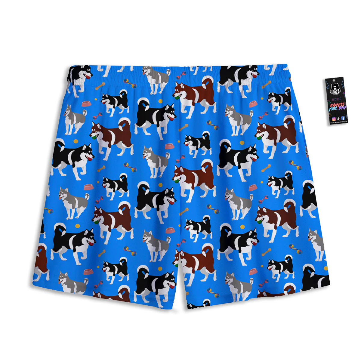 Alaskan Malamute Print Pattern Mesh Shorts - Image 2