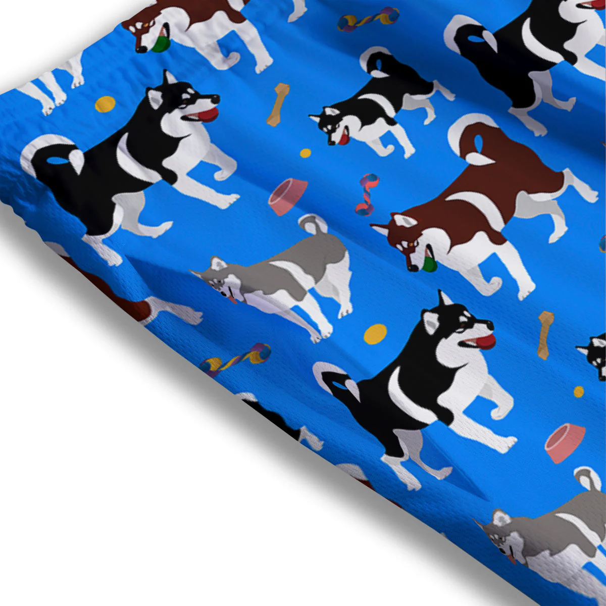 Alaskan Malamute Print Pattern Mesh Shorts - Image 3