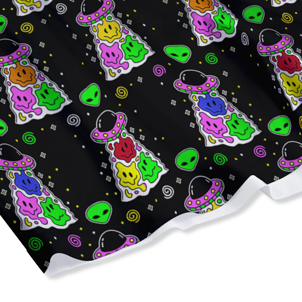 Alien And UFO Trippy Print Pattern Mesh Shorts - Image 4