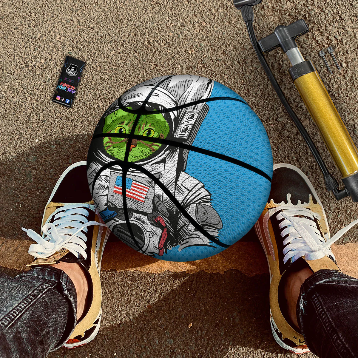 Alien Cat Astronaut Print Basketball - Image 2
