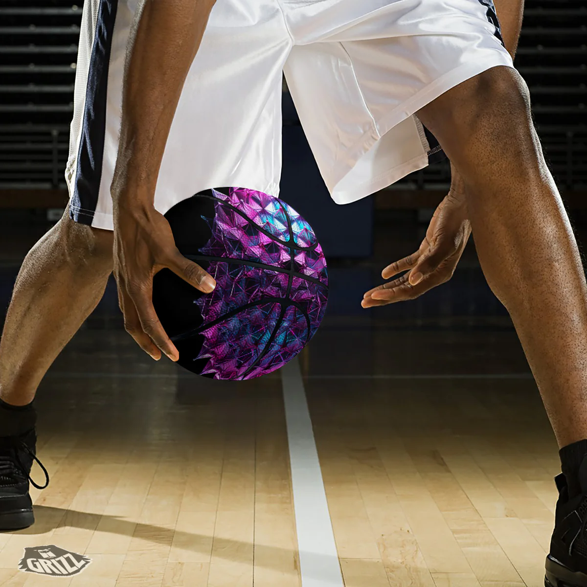 Alien Crystal Diamond Flower Print Basketball - Image 3