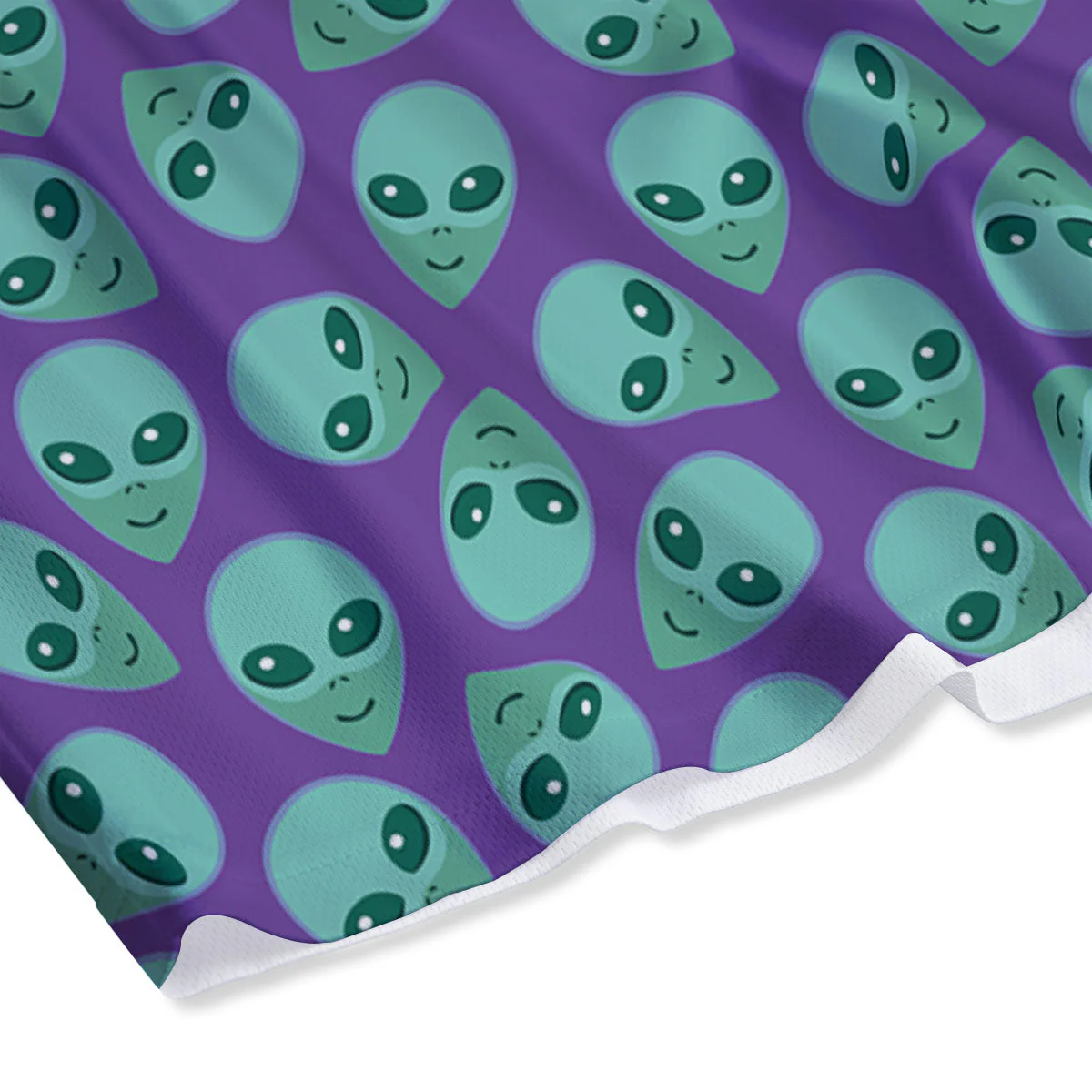 Alien Face Purple Print Pattern Mesh Shorts - Image 4