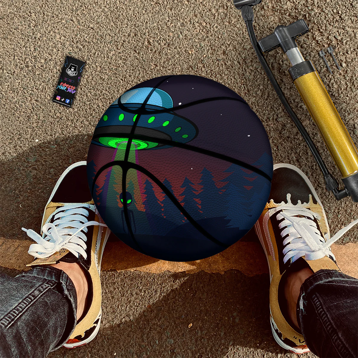 Alien Invasion On Earth Print Basketball - Image 2