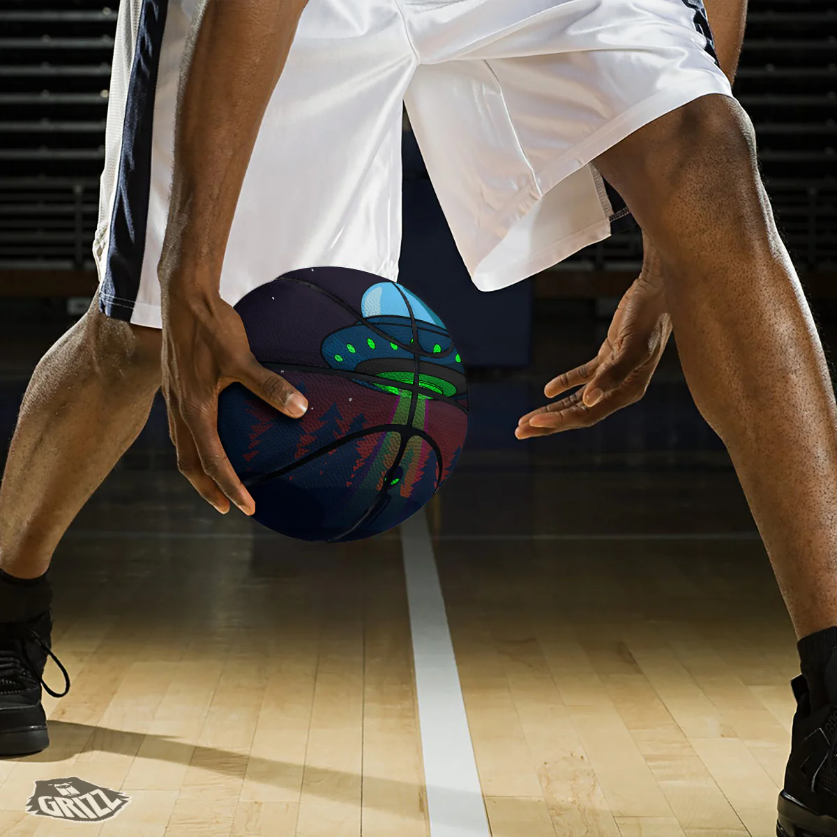 Alien Invasion On Earth Print Basketball - Image 3