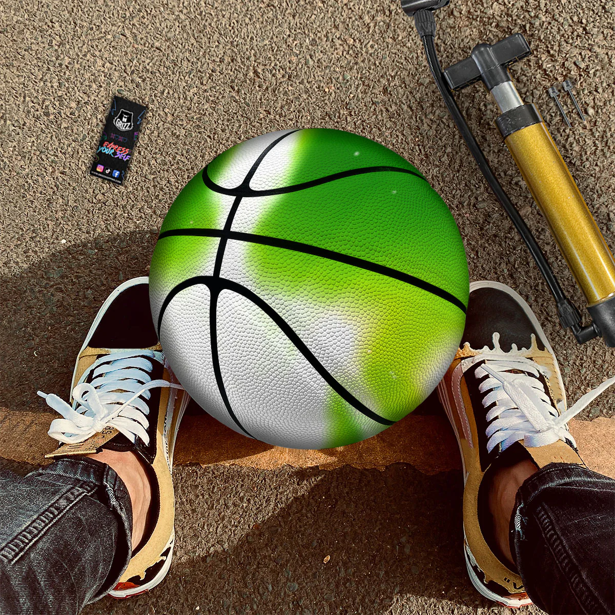 Alien Light Green Print Basketball - Image 2