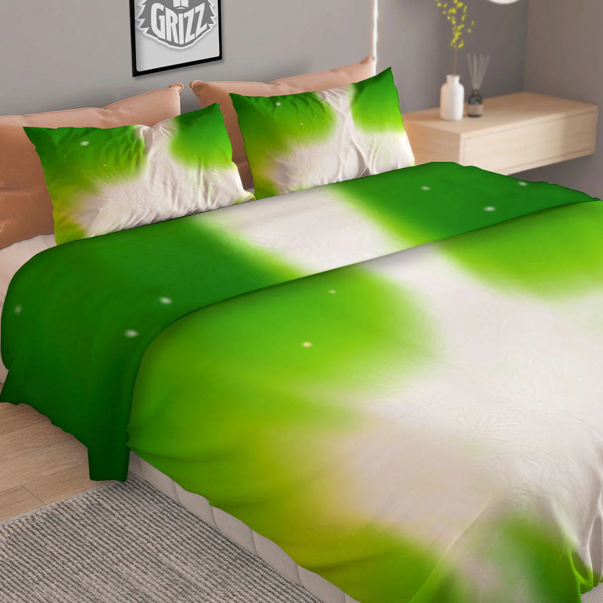 Alien Light Green Print Duvet Cover Bedding Set - Image 2