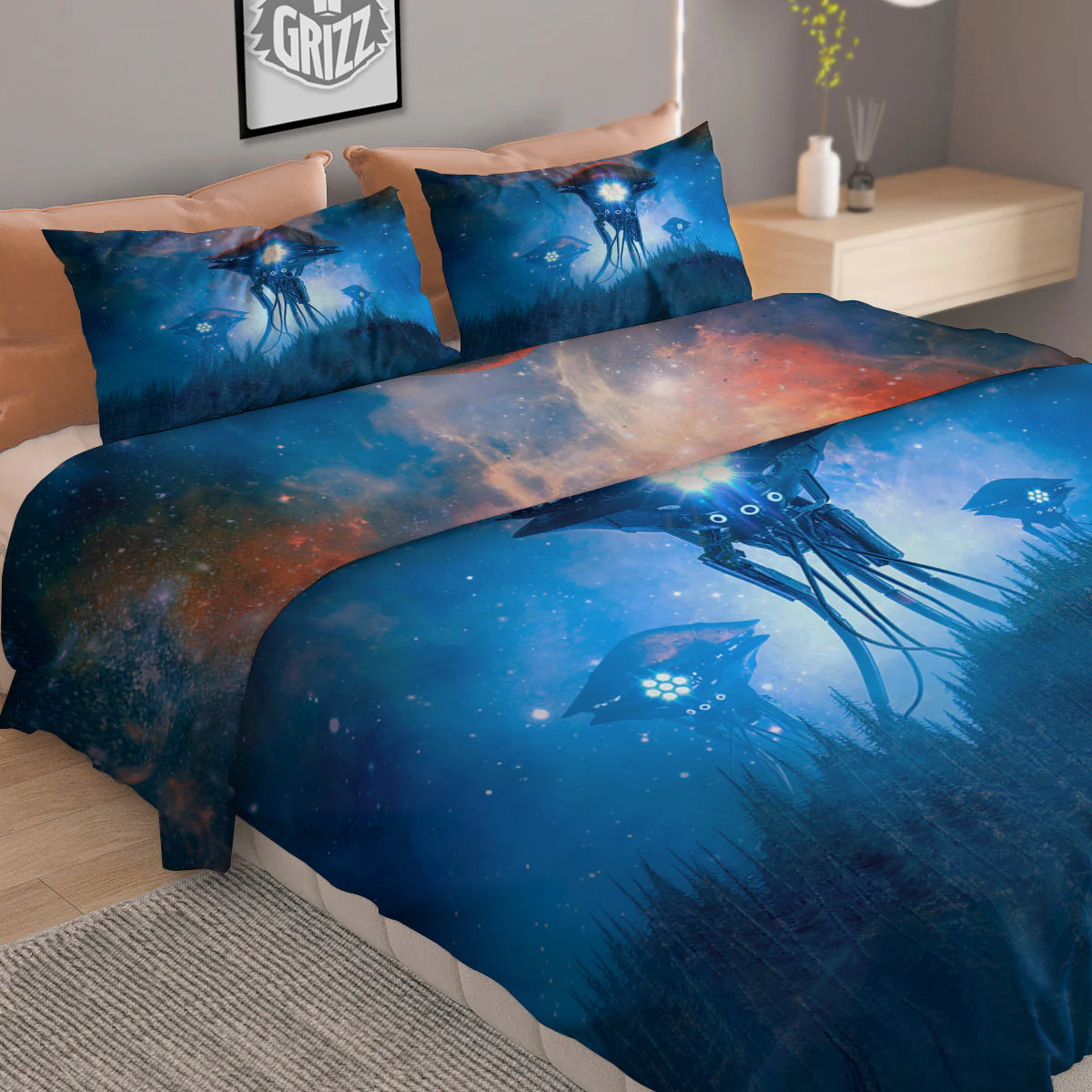 Alien Machines Print Duvet Cover Bedding Set - Image 2