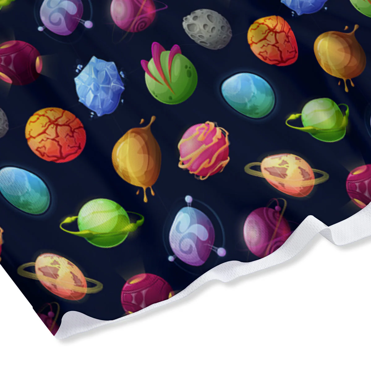 Alien Planets And Stars Print Pattern Mesh Shorts - Image 4