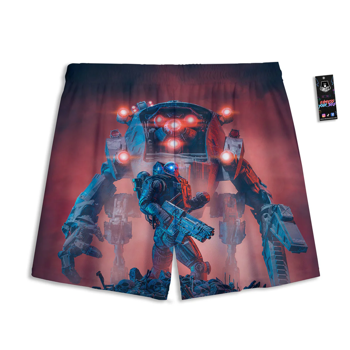 Alien Robot In the battlefield Mesh Shorts - Image 2