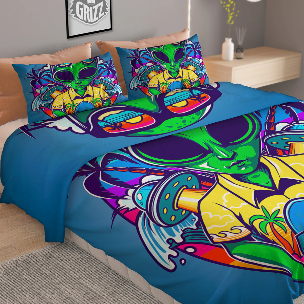 Alien Summer Beach Print Duvet Cover Bedding Set - Image 2