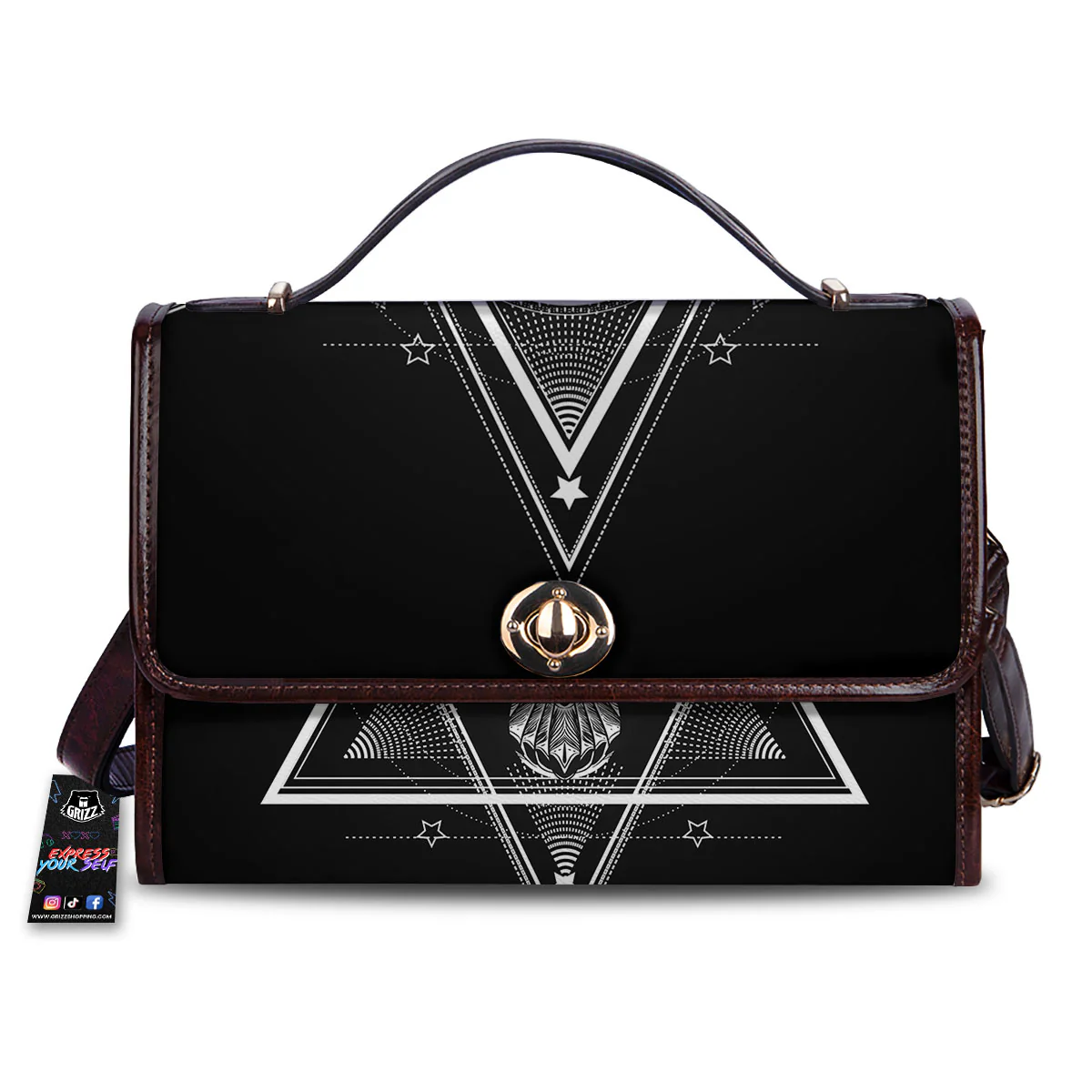 All Seeing Eye Black And Silver Print Women's Satchel Bag