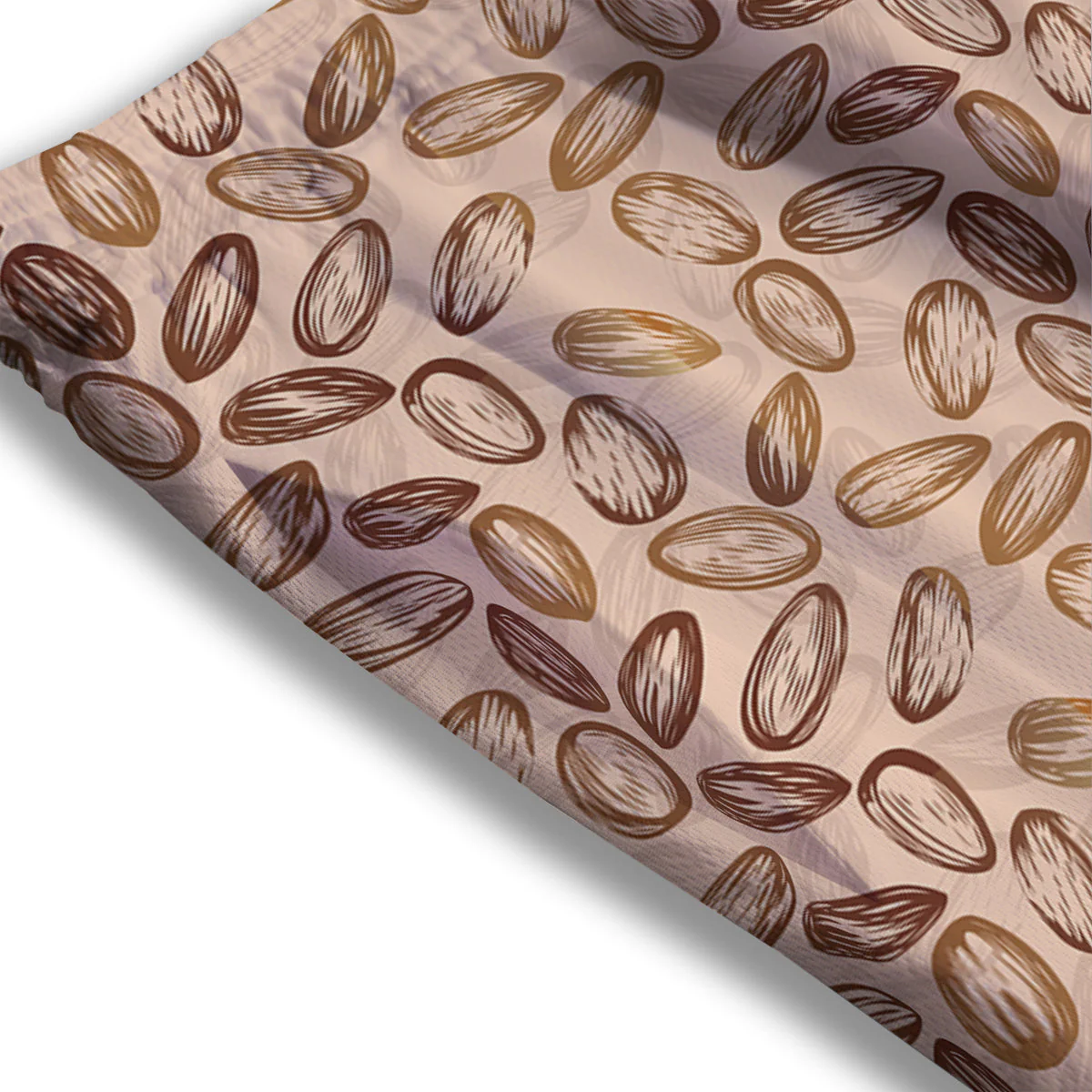 Almond Beige Print Pattern Mesh Shorts - Image 3