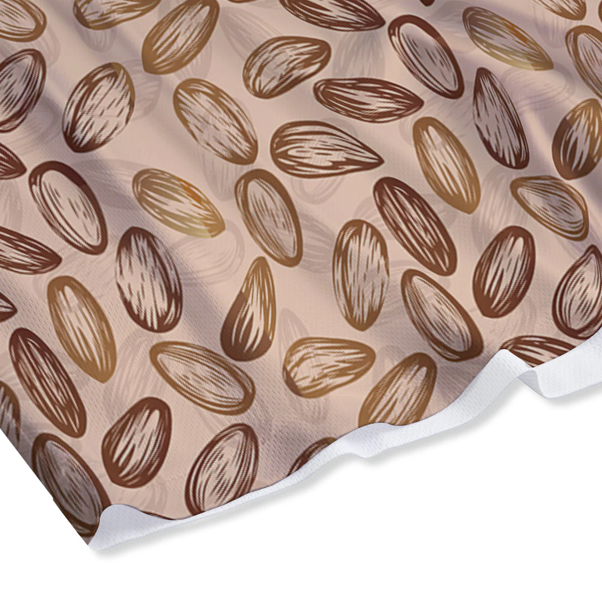 Almond Beige Print Pattern Mesh Shorts - Image 4
