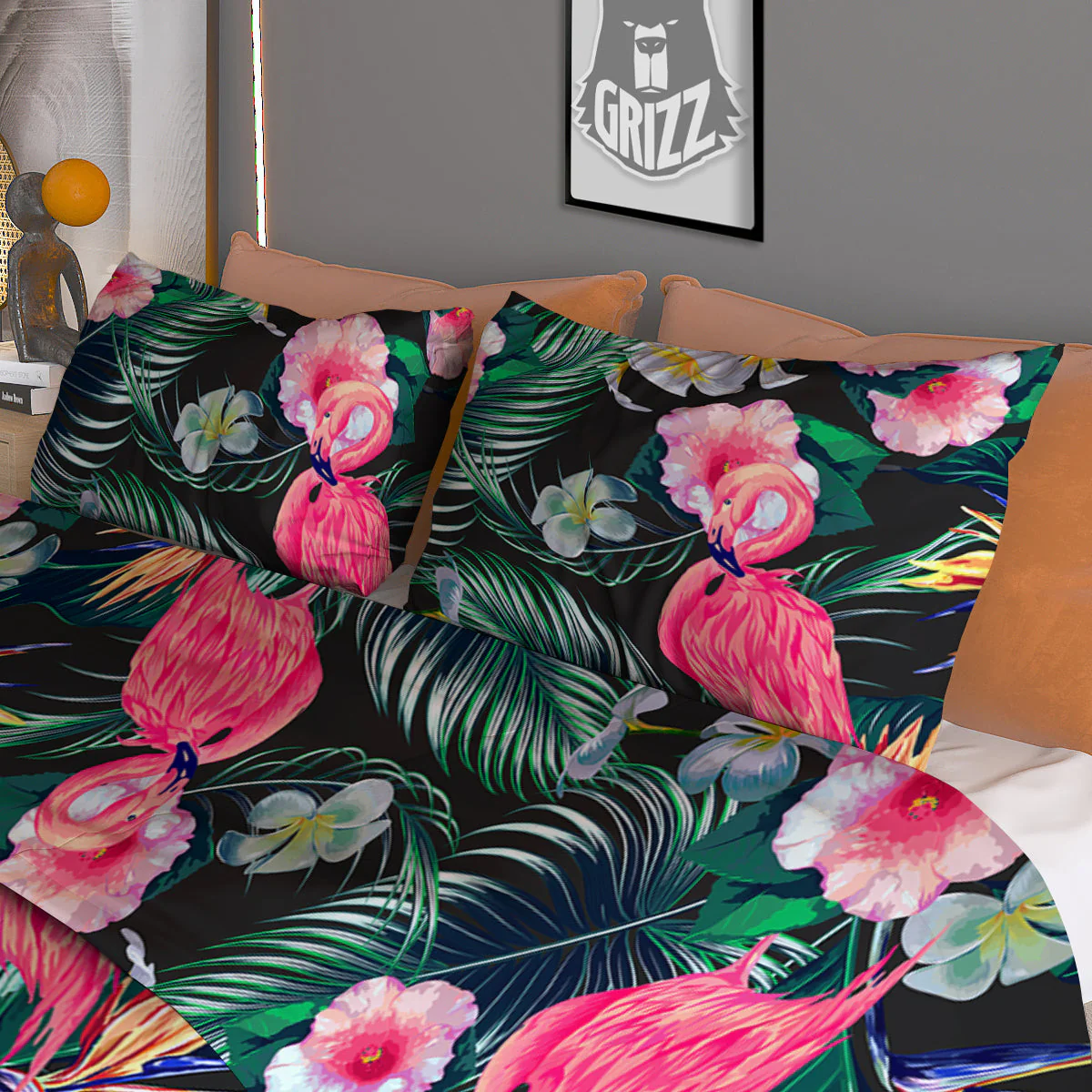 Aloha Flamingo Tropical Print Pattern Duvet Cover Bedding Set - Image 3