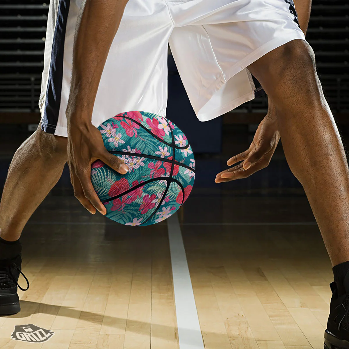 Aloha Hawaiian Flower Print Basketball - Image 3