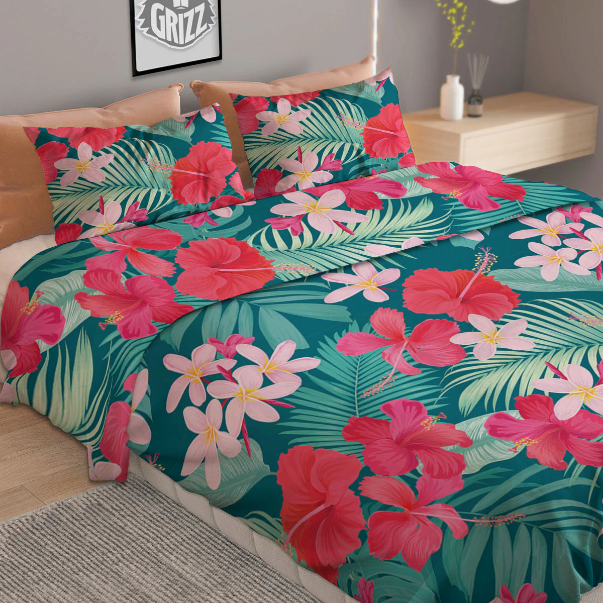 Aloha Hawaiian Flower Print Duvet Cover Bedding Set - Image 2