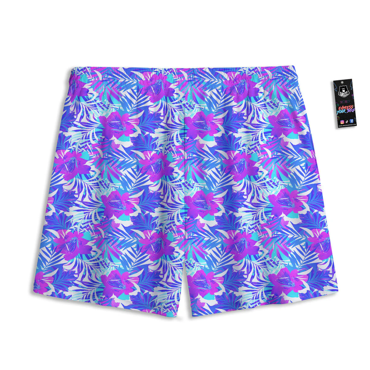 Aloha Psychedelic Tropical Print Pattern Mesh Shorts - Image 2