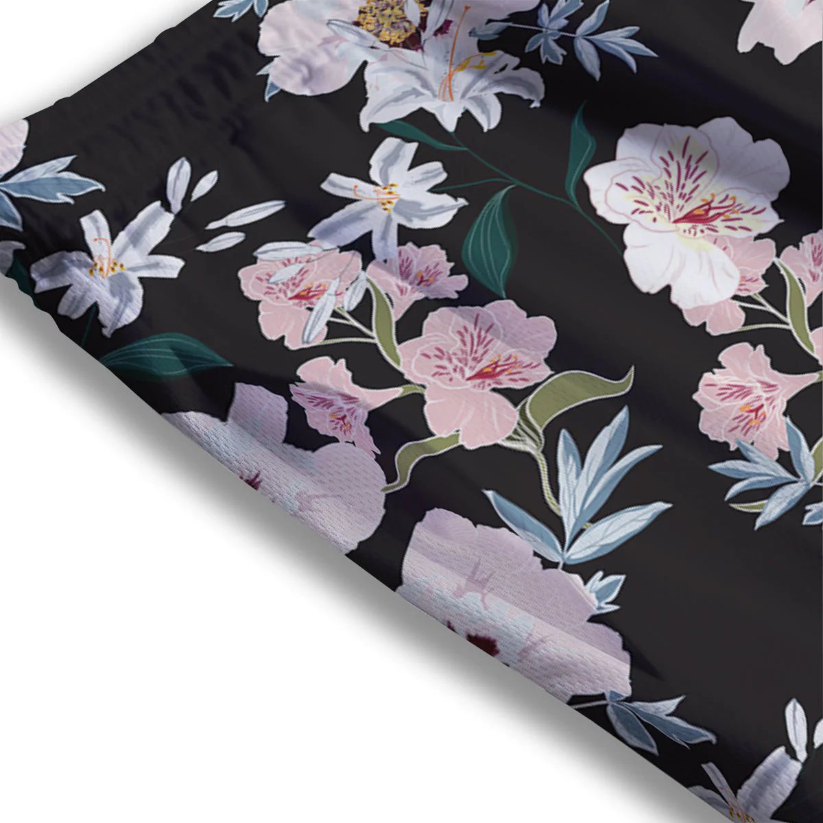 Alstroemeria Pink And White Print Pattern Mesh Shorts - Image 3