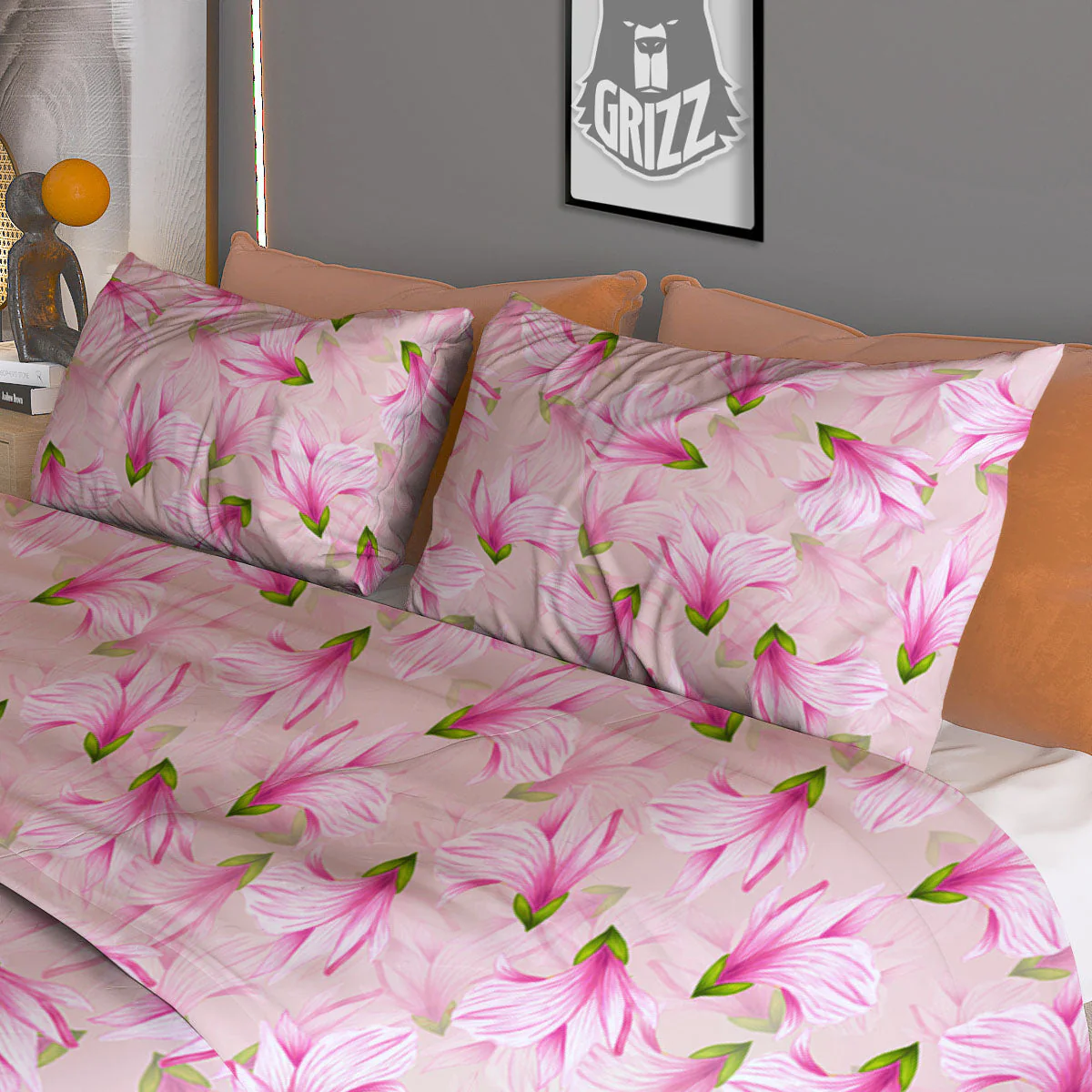 Alstroemeria Pink Print Pattern Duvet Cover Bedding Set - Image 3