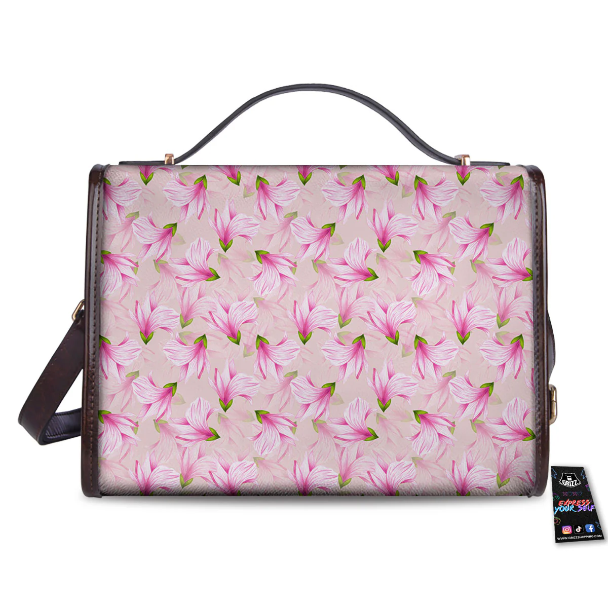 Alstroemeria Pink Print Pattern Women's Satchel Bag - Image 2