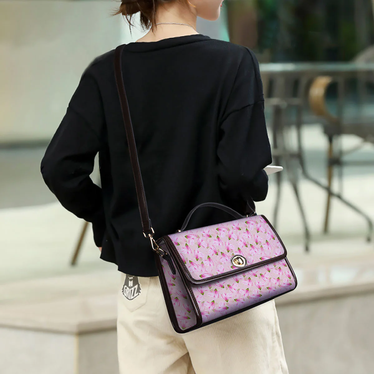 Alstroemeria Pink Print Pattern Women's Satchel Bag - Image 3