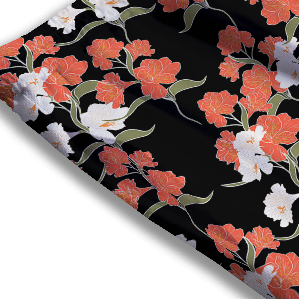 Alstroemeria Red Print Pattern Mesh Shorts - Image 3