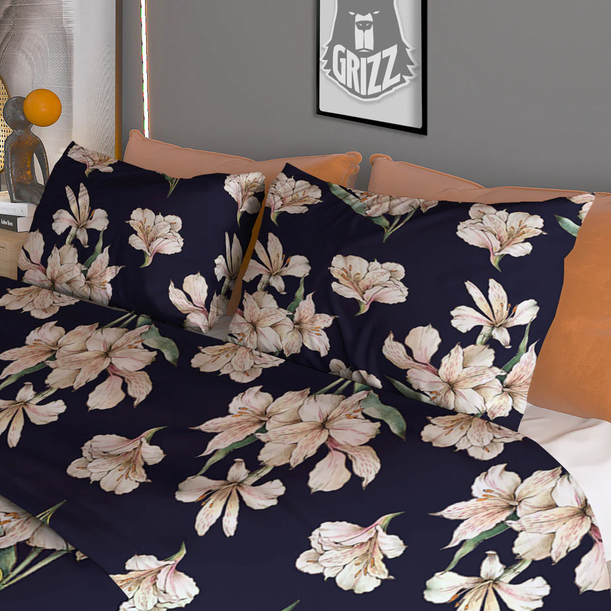 Alstroemeria Watercolor Print Pattern Duvet Cover Bedding Set - Image 3