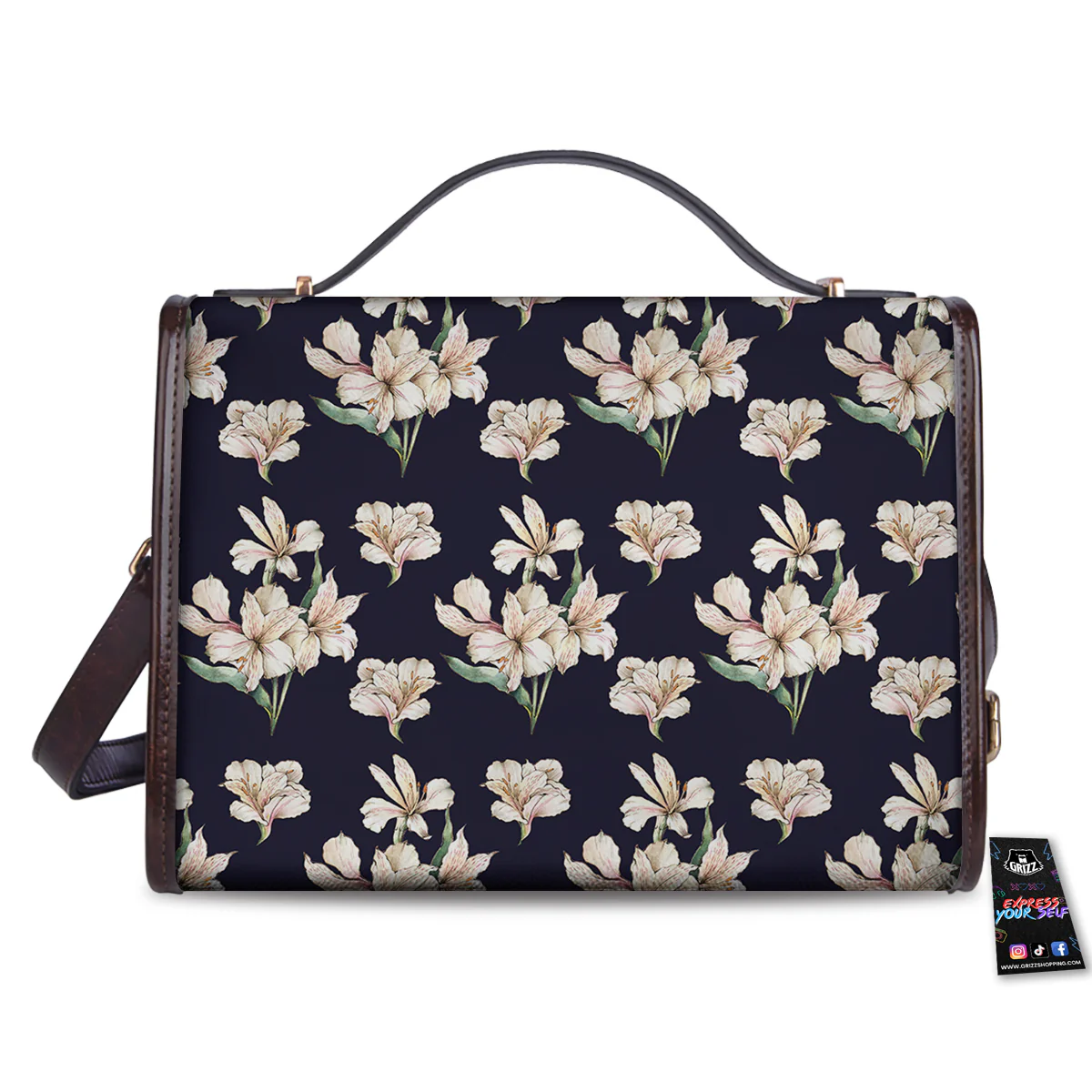 Alstroemeria Watercolor Print Pattern Women's Satchel Bag - Image 2