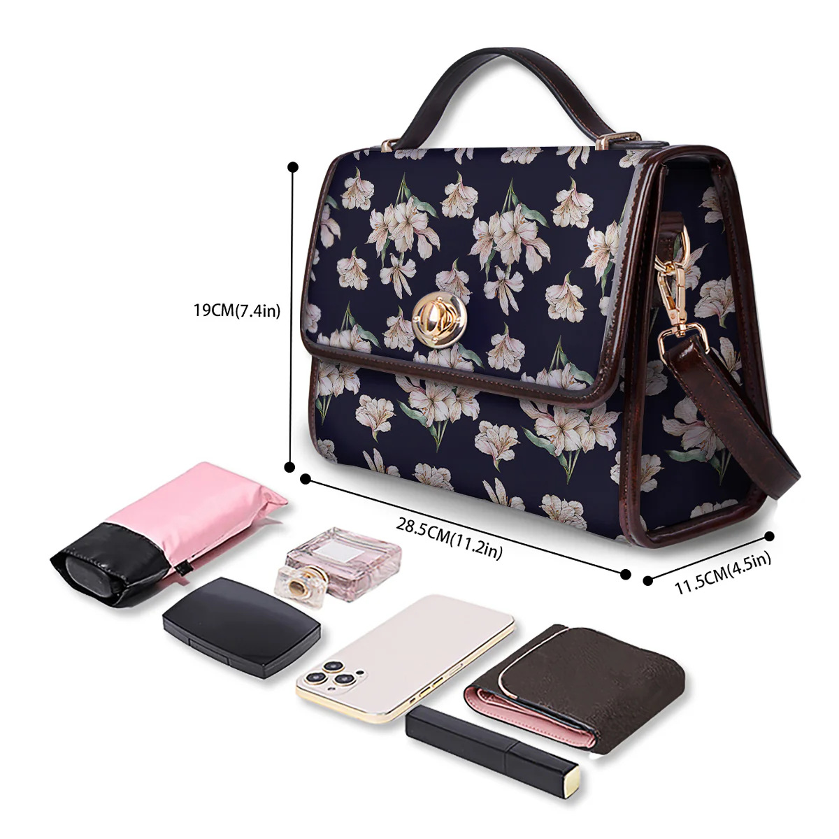 Alstroemeria Watercolor Print Pattern Women's Satchel Bag - Image 4