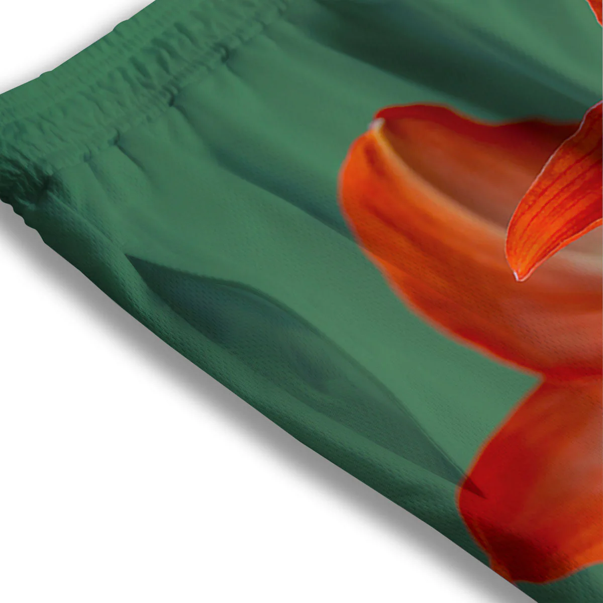 Amaryllis Orange Print Mesh Shorts - Image 3