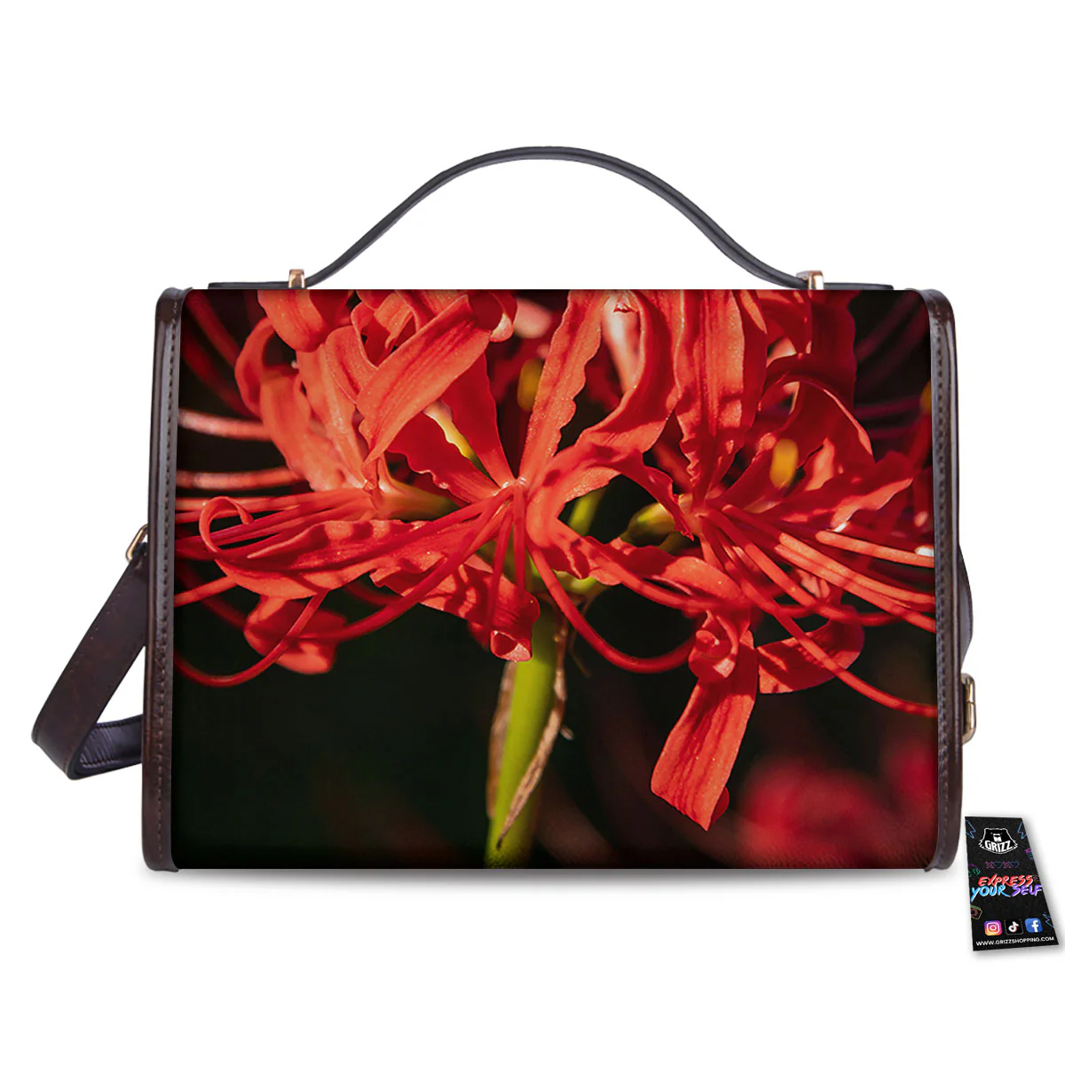 Amaryllis Red Japanese Print Women's Satchel Bag - Image 2